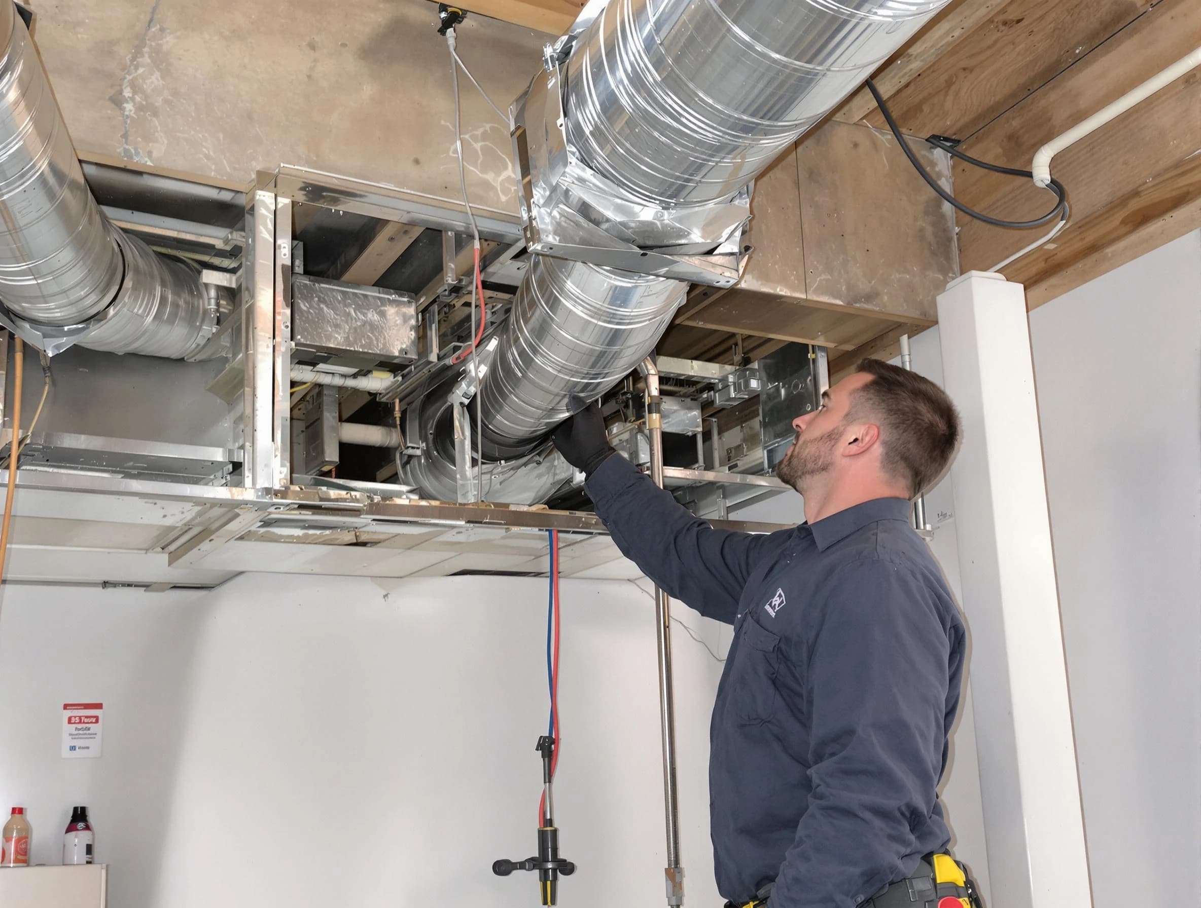Salem Air Duct Cleaning technician performing professional air duct repair using specialized tools in Salem