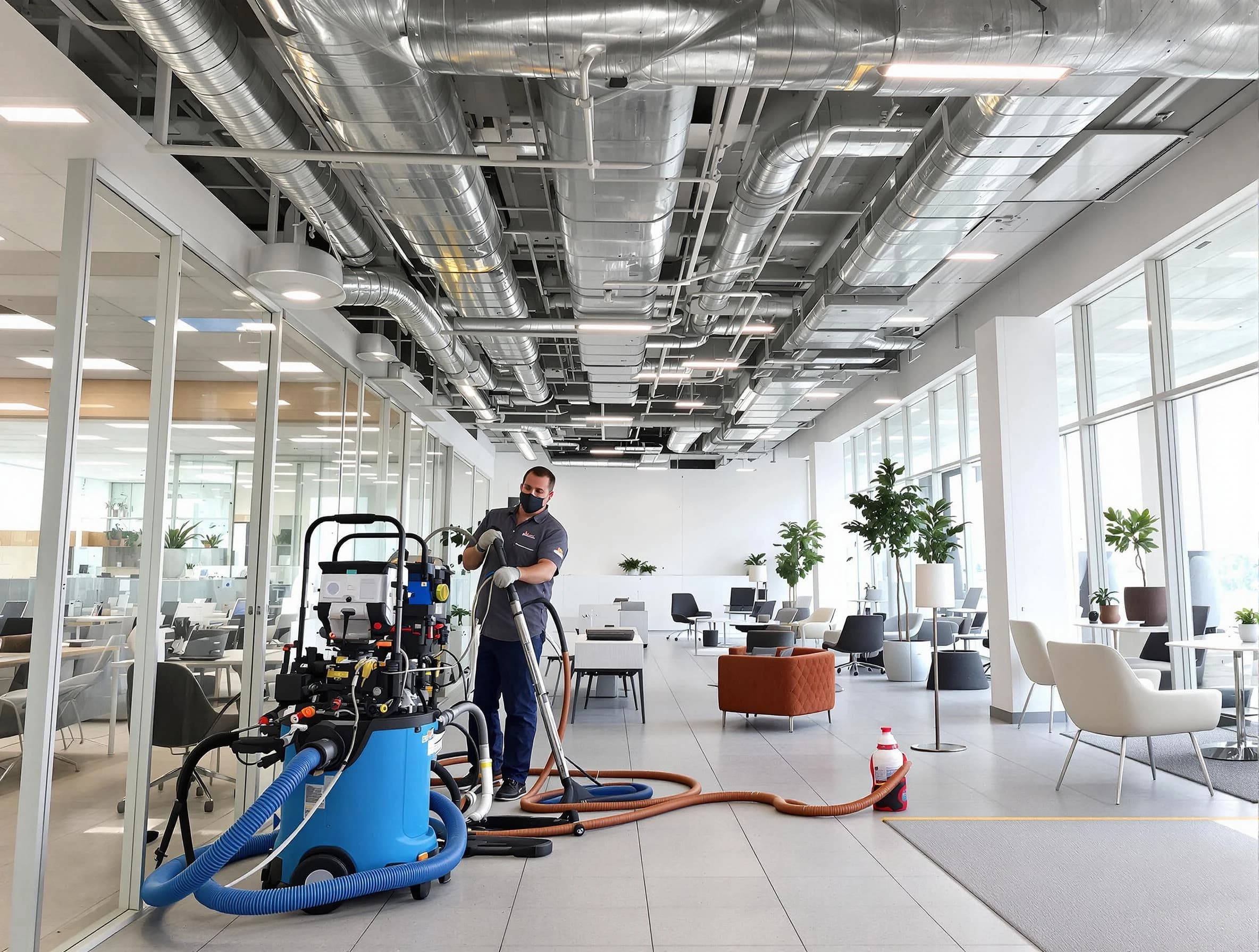 Salem Air Duct Cleaning team conducting comprehensive commercial duct cleaning at a business location in Salem