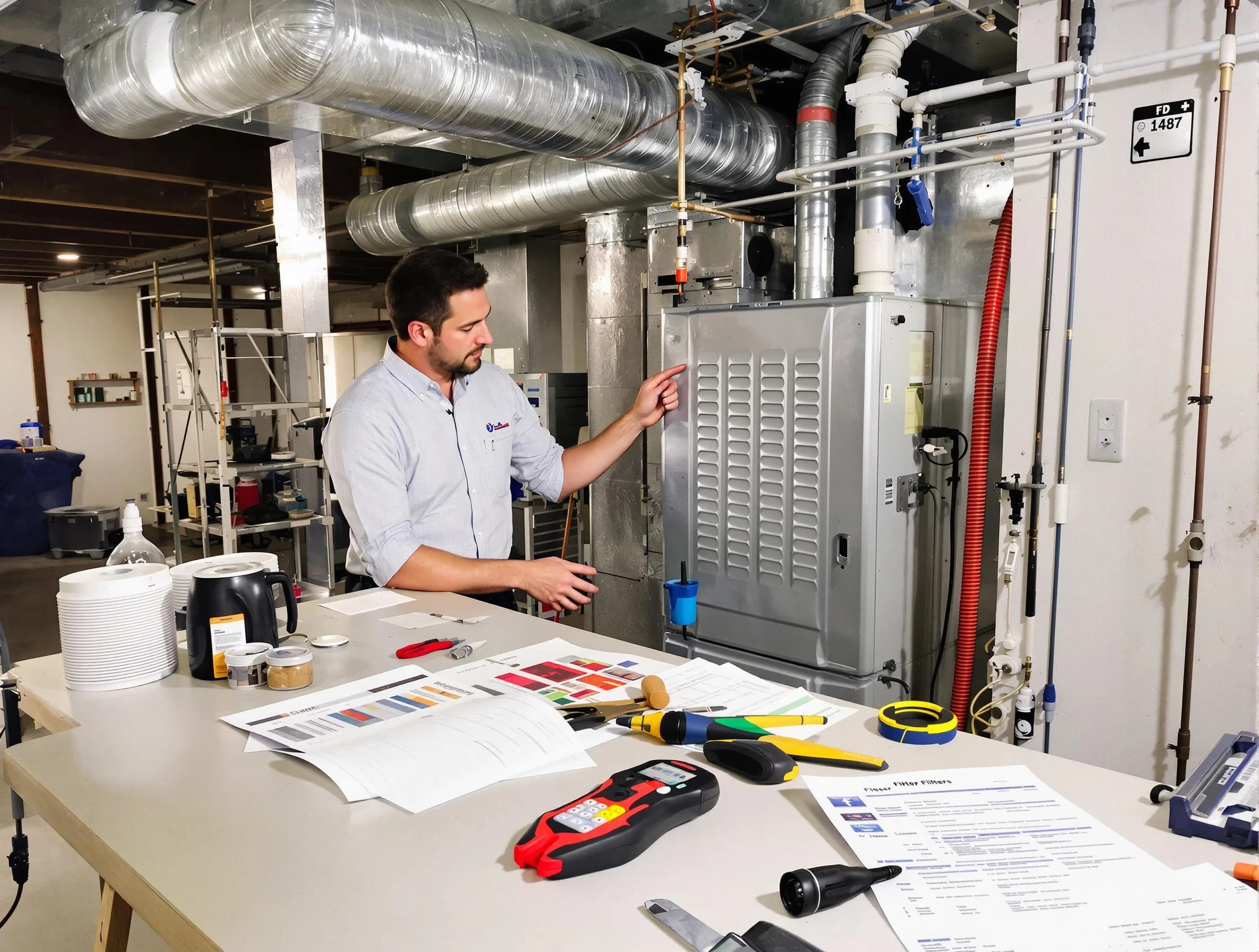 Salem Air Duct Cleaning inspector conducting detailed filter system evaluation using professional diagnostic tools in Salem